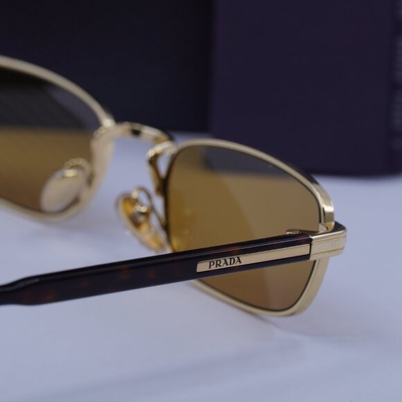 Prada PRB54S 5AK50P Rectangle Sunglasses – Gold\\Dark Honey main image 5